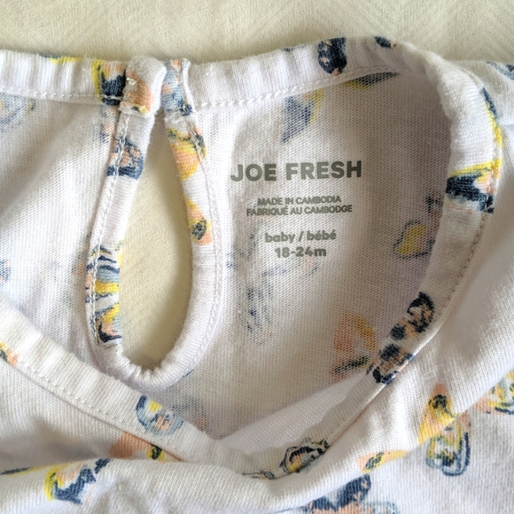 joe fresh butterfly print short sleeve top 18-24 months baby girl - Picture 4 of 6